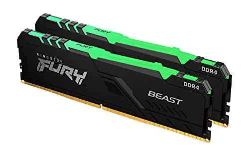 Kingston FURY Beast RGB 32GB 3733MHz DDR4 CL19 Memoria Gaming Kit per Computer Fissi Kit da 2 KF437C19BB1AK2/32