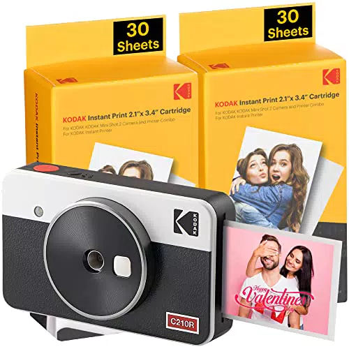KODAK Mini Shot 2 Retro 4PASS 2-in-1 Fotocamera Istantanea & Stampante Fotografica + Pacchetto con 68 Fogli