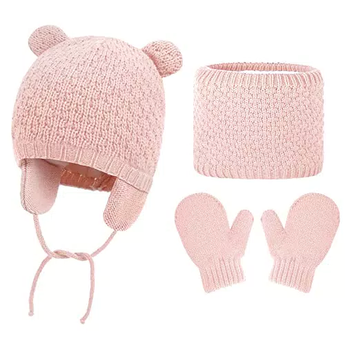 KQueenStar Set Bambino Cappello, Scaldacollo e Guanti  Colore rosa