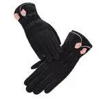 KQueenStar Guanti da Donna TouchScreen in Pelle di Camoscio