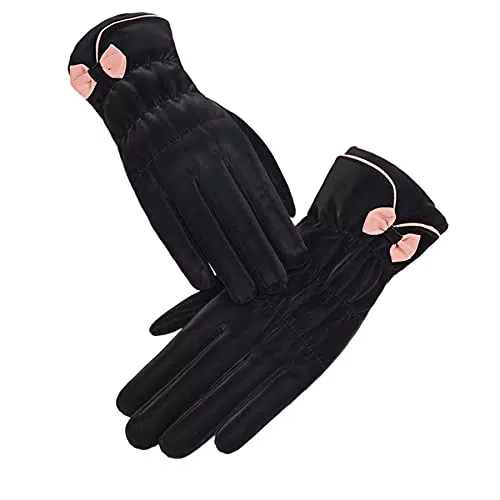 KQueenStar Guanti da Donna TouchScreen in Pelle di Camoscio