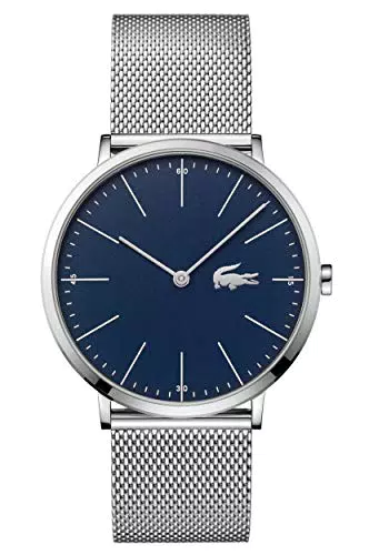 Lacoste Orologio Analogico al Quarzo da Uomo con Cinturino in Maglia Metallica in Acciaio Inossidabile Argentato - 2010900