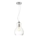 Lampada a sospensione vintage in vetro trasparente, lampada a sospensione Bello retrò. Lampada a sospensione certificata dal design elegant E27. Diametro 21 cm. Perfettamente adatto per led