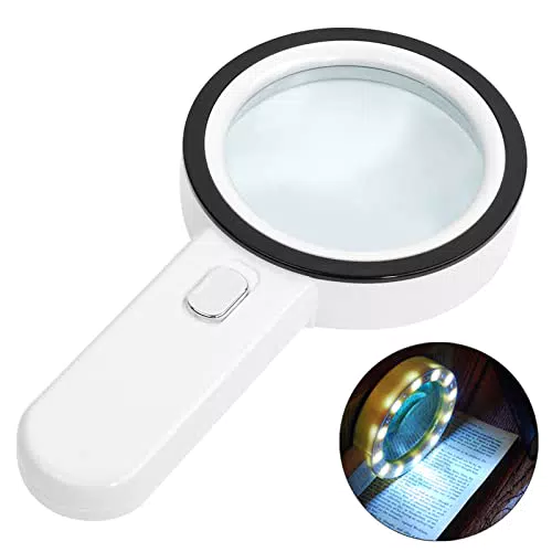 Lente d'ingrandimento con Luce, 30X Lente Ingrandimento Professionali con 12 LED per Lettura