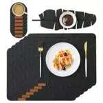 LICQIC Set di 6 Tovagliette Antiscivolo e 6 sottobicchieri in feltro, nero