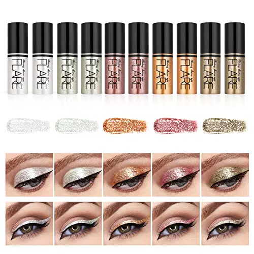 Lucoss ombretto glitterato Eyeliner set da 10 pezzi