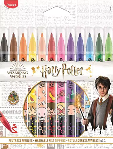 Maped - 12 pennarelli lavabili decorati di Harry Potter