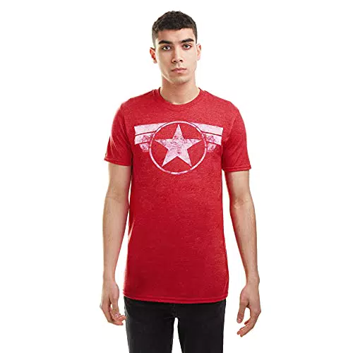 Marvel Capitan America cap Star Logo T-Camicia, Antique Cherry Red