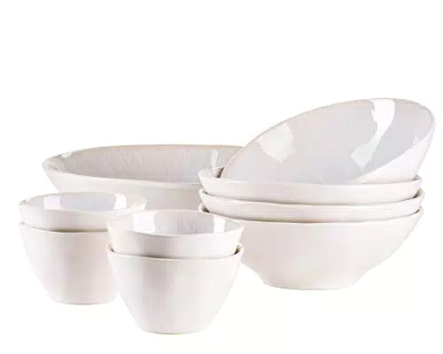 MÄSER 934014 Serie Frozen - Set di 9 ciotole in ceramica, 1 insalatiera, 4 ciotole e 4 ciotole per salse