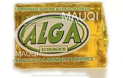 MAUQI - ALGA Puro Sapone Detersivo 100% Ecologico e Biodegradabile per bucato a mano e in lavatrice - 1 pezzo da 400gr