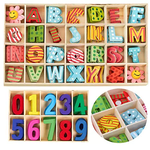 Mengger 172Pcs Alfabeto e numeri in legno