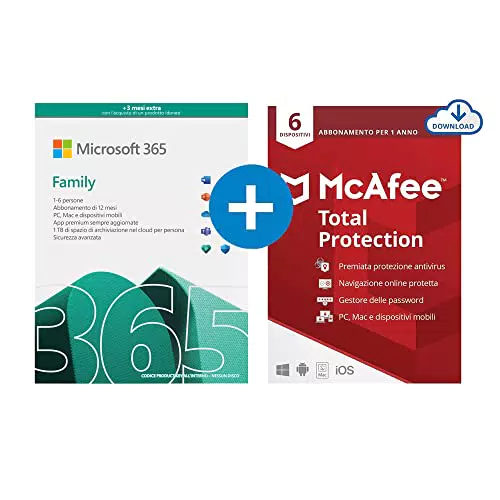 Microsoft 365 Family, fino a 6 persone, 1 abbonamento annuale |12+3 Mesi