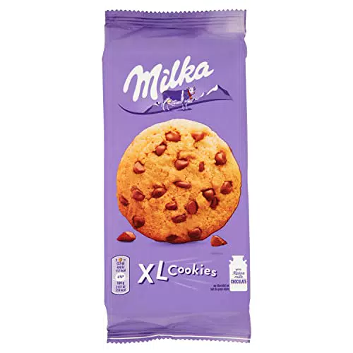 Milka, Cookies XL Choco, Biscotto Maxi Croccante con Golose Pepite di Cioccolato al Latte Milka