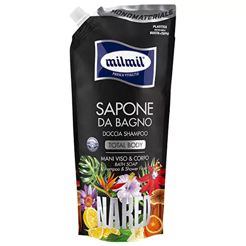 Milmil Naked Doccia Shampoo, Sapone da Bagno Total Body
