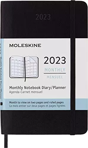 Moleskine Agenda Mensile 2023, Agenda 12-Mesi, Agenda Mensile con Copertina Morbida