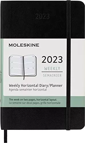 Moleskine Agenda Settimanale 2023, Agenda 12-Mesi, Agenda Settimanale con Layout Orizzontale