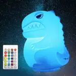 MONODEAL Luce Notturna Dinosauro per Bambini, 16 Multicolori Silicone Lampada Notturna per Bambini