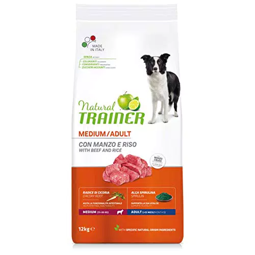 Natural Trainer Medium Cibo per Cani Adulti con Manzo - 12kg