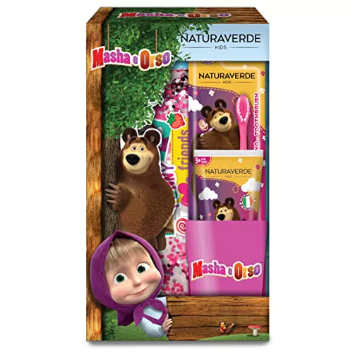 Naturaverde Masha & Orso: Dentifricio, spazzolino e bicchiere