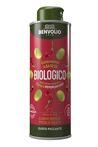 Olio Piccante al Peperoncino - Benvolio 1938, 250ml - Condimento a base di olio extravergine di oliva italiano biologico aromatizzato al peperoncino