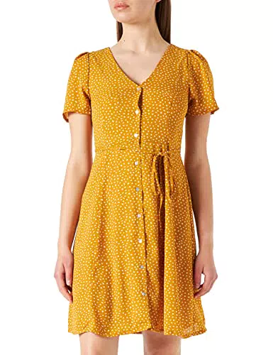 Only ONLSONJA Life S/S Dress Noos Wvn Vestito, Chai Tea/AOP: DOT W Macadamia