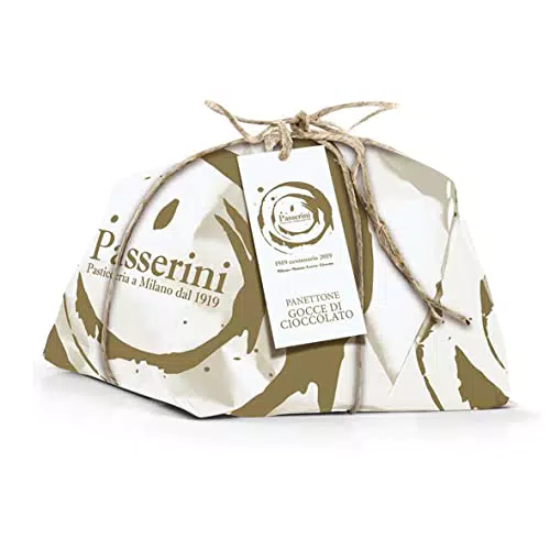 Passerini Pasticceria a Milano dal 1919 Panettone con Gocce di Cioccolato in Incarto Personalizzabile
