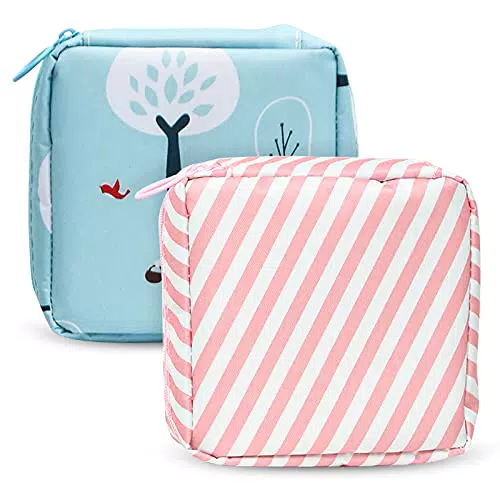 Perioden Tasche Mädchen, 2 Stück Binden Tasche Mädchen Menstruationstasche mit Reißverschluss 13*13cm Tampon Aufbewahrungsbox Period Bag für Mädchen
