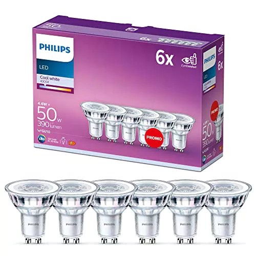 Philips LED, Faretto, 6 pz, equivalente a 50W, attacco GU10