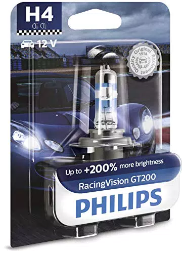 Philips RacingVision GT200 H4 lampadina fari auto +200%, blister singolo