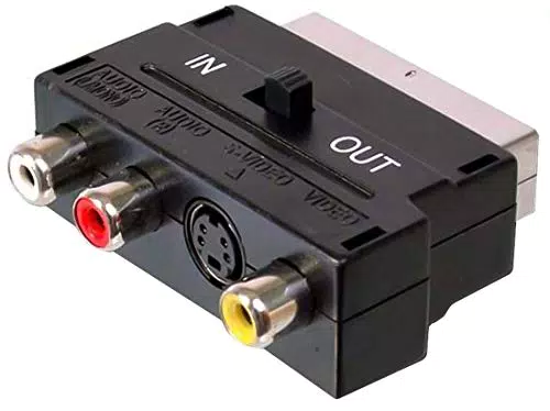 PremiumCord - Adattatore SCART-3x RCA + S-Video con interruttore on/off