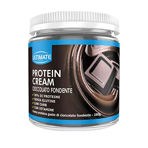 Protein Cream Cioccolato Fondente - Crema Proteica Spalmabile Col 30% Di Proteine Del Siero Del Latte - Whey Isolate Microfiltrate - Senza Glutine - Senza Zucchero - Low Carb - 250 g - Ultimate Italia