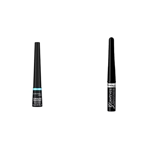 Rimmel London Eyeliner Waterproof Exaggerate Liquid - Eyeliner ultra definizione Liquido a Lunga Durata - Black & Eyeliner Liquido Glameyes