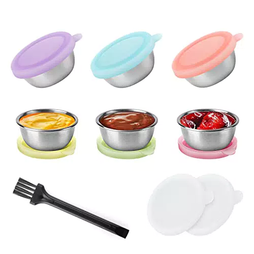 SAVITA 6 Pezzi Contenitore Condimento Insalata, Contenitore Salsa Ermetico Contenitore Salsa Monodose per Bento Box Lunch Travel