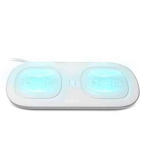 SBS Caricabatterie Wireless 5W+5W, 2 Tappetini per Ricarica Simultanea