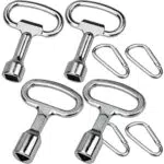 Sidereum 4 Pezzi Chiave Triangolare Universale in Metallo Chiave di Spurgo del Radiatore con D moschettone per Radiatori Armadietto Elettrico Acqua Gas