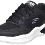Skechers 232560 BKWcarpe da Ginnastica Uomo, Nero Pelle Mesh Duraleather Bianco Trim