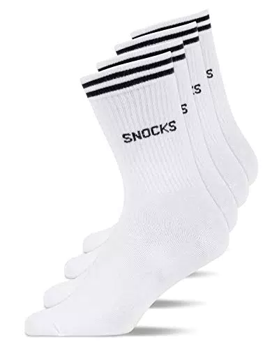 Snocks Calzini Uomo Spugna Bianchi Calze Sportive Uomo Calze Tennis Bianco Taglia 39-42 Calzini Uomo Cotone Calzini Donna Spugna Sportivi