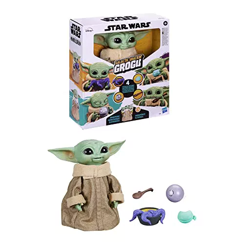 Star Wars, Hasbro Grogu Golosone Galattico, The Child Animatronico da 23.5 cm con Oltre 40 Combinazioni di Suoni e Movimenti e Accessori Interattivi