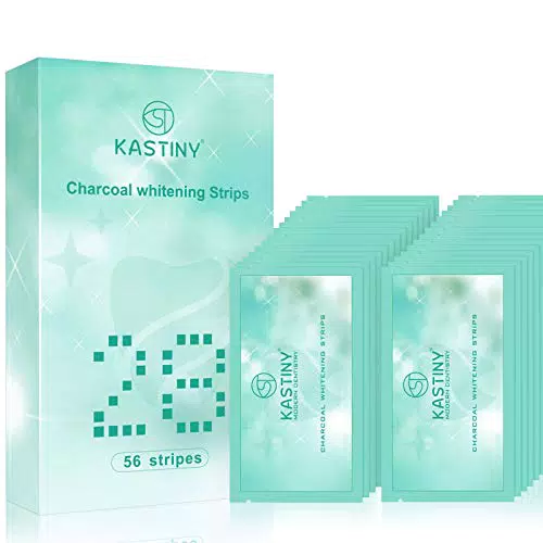 Strisce Sbiancanti Denti, Kastiny 56 Pcs Professionale Tooth Whitening Strisce con Carbone Attivo