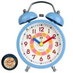 Sveglie silenziose per bambini Ragazzi Ragazze Comodino Non ticchettio Alimentato a batteria Doppia campana Orologi da tavolo Funzione luce notturna per camera da letto