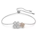 Swarovski Bracciale a Catena Morbida con qudrifogli, Placcato in Tonalità Rodio