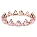 Swarovski Ortyx Braccialetto, Placcato in Tonalità Oro Rosa con Cristalli Rosa a Taglio Triangolare
