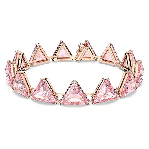 Swarovski Ortyx Braccialetto, Placcato in Tonalità Oro Rosa con Cristalli Rosa a Taglio Triangolare