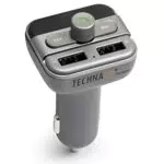 Technaxx Trasmettitore FM Bluetooth per Auto, Kit Vivavoce con 2 Porte di Ricarica USB Lettore Musicale MP3/WMA
