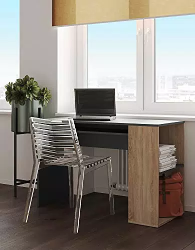 Temahome Yale Scrivania, Legno Composito, Beige/Nero