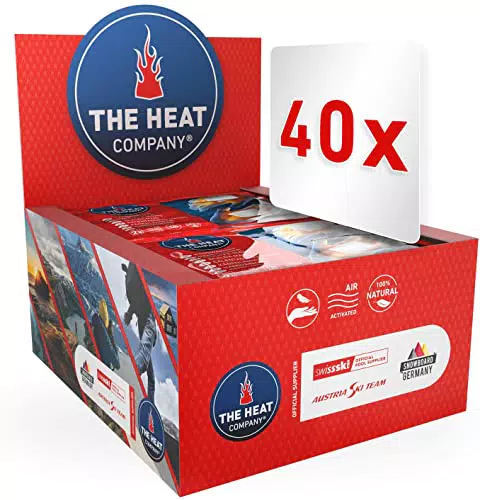 THE HEAT COMPANY Scaldamani - 40 Paia - Extra Caldo - Scaldini - 12 Ore Mani Calde - Pronti all'Uso - autoriscaldante - Puro Naturale