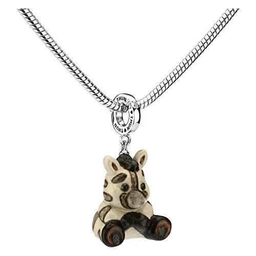 THUN - Charm Special Icon con Zebra per Bracciale e Collana - Gioielli Donna - Linea Savana Story - Bronzo Rodiato e Ceramica