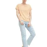 TOM TAILOR Le signore T-shirt con stampa 1031764, 29867 - Offwhite Orange Stripe