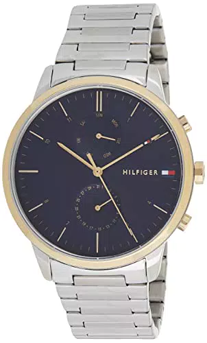 Tommy Hilfiger Orologio Analogico Multifunzione al Quarzo da Uomo con Cinturino in Acciaio Inossidabile Argentato - 1710408