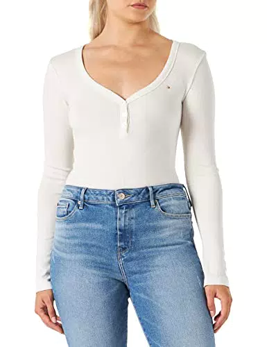Tommy Hilfiger Slim Modal Rib Henley Long Slv Altri Top in Maglia
